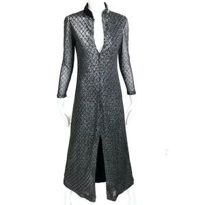 Donald Brooks Boutique Dress Maxi Metallic Diamond Pattern Vintage 70s Jet Set